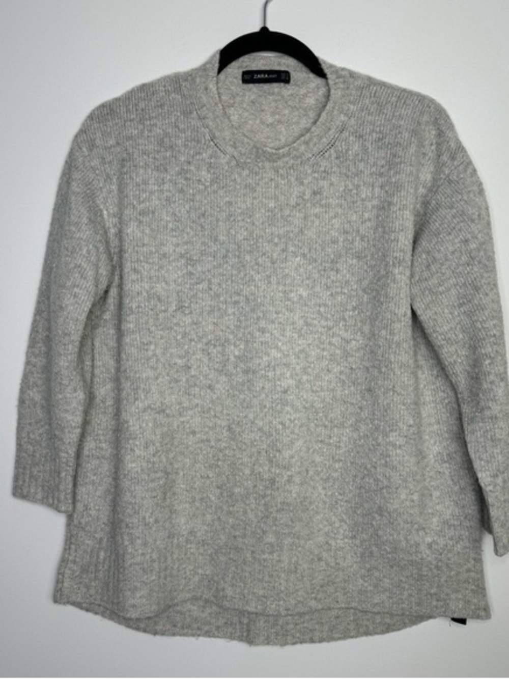 Zara Heather Gray Crewneck Ribbed Sweater